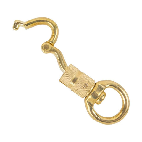 Solid Brass Panic Snap 1-1/8 Inch By 4-1/4 Inch Quick Release With Round Swivel Eye shown in side view