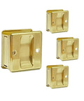 Solid Brass Sliding Door Pull For Passage Doors Pocket Door Hardware In Polished Brass Finish, 4 Pack With Mounting Hardware