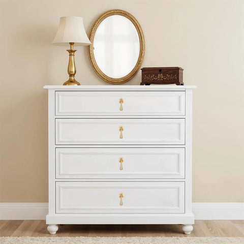 White dresser with Two Pack Solid Brass Cabinet Knobs And Tear Drop Pendant Pulls In Brushed Gold Finish For Cabinets Drawers And Doors