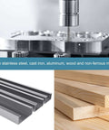 Chucking Reamer 1mm H7 Solid Carbide Lathe Machine Reamer With 3 Straight Flutes And Straight Shank Milling Cutter Tool For Metal And Wood Hole Reaming Pro Grade, showing metal and wood materials being reamed.