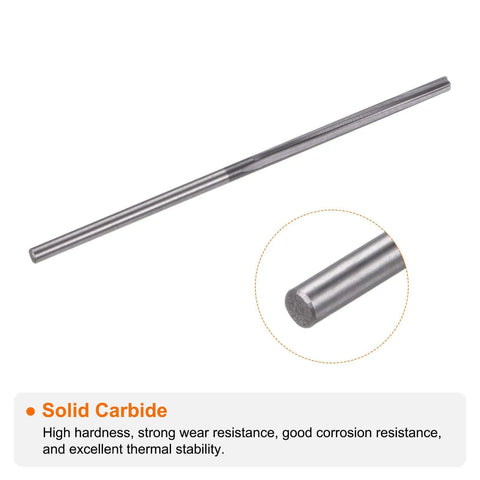 Precision Carbide Chucking Reamer 0.065 Inch Straight Flute With Straight Shank For Metal Lathe And CNC Machining Centers Uncoated Black Tool 20mm Cutting Length 50mm Overall Length 1.6mm Shank HARFINGTON, solid carbide reamer shown.