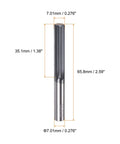 Solid Carbide Chucking Reamer 0.276 Inch Diameter Straight Flute with Straight Shank for Metalworking Pros Lathes CNC Machining Centers and Milling Machines Uncoated Black Finish, dimensions shown in image