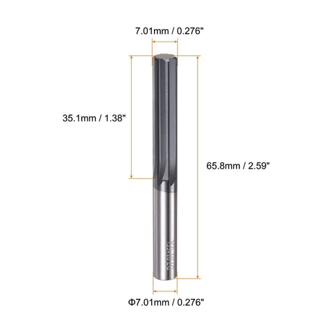 Solid Carbide Chucking Reamer 0.276 Inch Diameter Straight Flute with Straight Shank for Metalworking Pros Lathes CNC Machining Centers and Milling Machines Uncoated Black Finish, dimensions shown in image