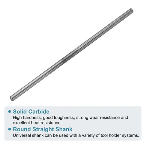 Chucking Reamer Pro Grade 1.8mm H7 Solid Carbide Lathe Tool For Metal Wood Hole Reaming With Straight Shank, Side View
