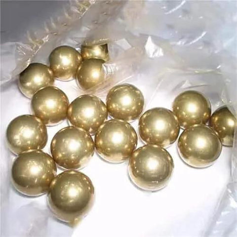 Close-up of 4.763mm-300pcs Solid Copper Balls High Precision 0.9mm-45mm Industrial-Grade Solid Precision Copper Balls in plastic packaging.