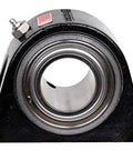 Front view of Durable Heavy Duty Solid Housed Pillow Block Spherical Roller Bearing with Interchangeable Cast Iron Housing and Sealed Design