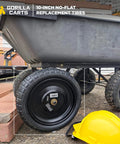 ✝️ 4-pack 10 inch no-flat replacement tires, 300 lb capacity each – solid polyurethane, 2.16” hub, 5/8” bore on utility wagon