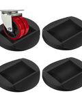 4 Pack 3x3 Inch Furniture Stopper Cups, Premium Solid Rubber Wheel Stoppers for Sofas, Beds and Chairs, shown with caster wheel