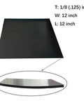 Solid Rubber Sheet Roll 1/8 Inch Thick 12x12 Inch With Adhesive Backing, shown with measurements and side view detail.