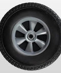10 inch solid rubber tire and wheel, flat free tubeless, with 5/8" axle bore, 2.1" offset hub, suitable for utility carts.