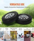 ✝️ (2-pack) 10" x 2.5" solid rubber tire wheels, 10 inch tire and wheel flat free with 5/8" bearings, replacement for carts and tools