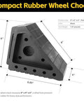 Solid Rubber Wheel Chocks 8 By 4 By 6 Inches 2 Pack With Built In Handle All Weather Non Slip Pads, dimension details shown