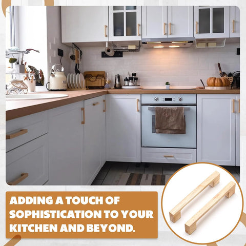 30 Pcs Solid Wood Cabinet Pulls Set for Kitchen Cabinets and Furniture 5.51 Inch Length with 128 Mm Hole Spacing