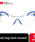 Front view of Solus 1000 Safety Glasses with Scotchgard Anti-Fog Coating ANSI Z87 Clear Lens, anti-scratch and anti-fog features visible.