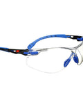 Solus 1000 Safety Glasses With Scotchgard Anti-Fog Coating ANSI Z87 Clear Lens, blue and black frame side view