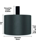 Front view of Sorbothane Vibration Stud Mount Set Male Female M4 12 7mm Height 19mm Diameter 70 Durometer Four Pack
