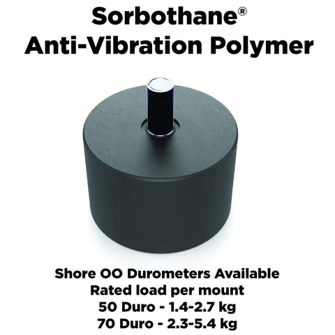 Sorbothane Vibration Stud Mount Set Male Female M4 12 7mm Height 19mm Diameter 70 Durometer Four Pack For Superior Shock Absorption In Electronics Audio And Machinery Applications For Industrial Use