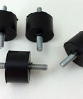 Four Sorbothane Male To Male Vibration Stud Mounts For M4 Threads, 12.7mm Height And 19mm Diameter, 50 Duro Viscoelastic Polymer