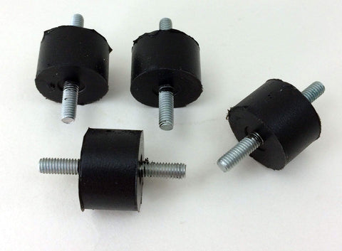 Four Sorbothane Male To Male Vibration Stud Mounts For M4 Threads, 12.7mm Height And 19mm Diameter, 50 Duro Viscoelastic Polymer