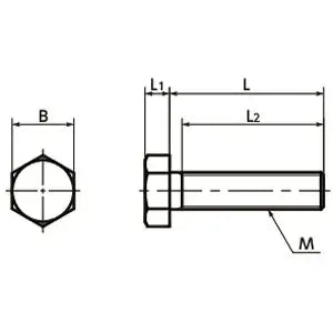 Diagram showing dimensions of SPA-M10-30-H-NBK Plastic Screw - Hex Head Screws - RENY Japan Made, side and top views.