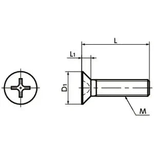 Diagram of ✝️ SPA-M3-15-F-NBK Plastic Screws - Cross Recessed Flat Head Machine Screws - RENY made in Japan, dimensions labeled