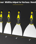 Spackle Knife Set Of Four Stainless Steel Putty Knives In 2 3 4 5 Inch Sizes With One Piece Blade And Soft Rubber Handle For Drywall Repair Wallpaper Removal Putty Plaster Cement And Adhesive Application.