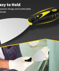 Spackle Knife Set Of Four Stainless Steel Putty Knives In 2 3 4 5 Inch Sizes With One Piece Blade And Soft Rubber Handle For Drywall Repair