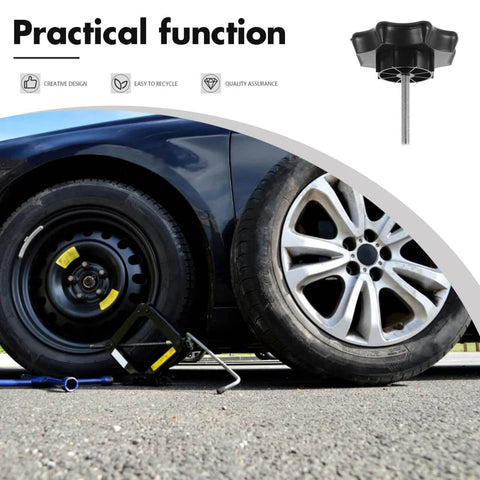 Spare Tire Bolt Replacement 3.77 Inch Wheel Mounting Screw Clamp Hardware showing car installation for secure tire hold down.