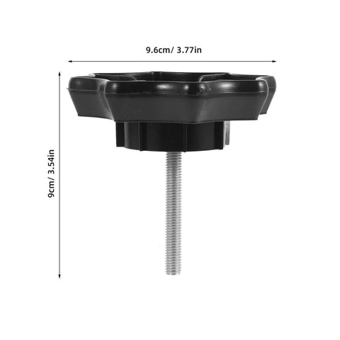 Side view of the Spare Tire Bolt Replacement 3.77 Inch Wheel Mounting Screw Clamp Hardware, black plastic and metal