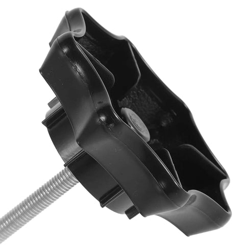 Close-up of Spare Tire Bolt Replacement 3.77 Inch Wheel Mounting Screw Clamp Hardware Car Accessory in black plastic/metal.