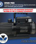 Powerful 6 CFM Spark Free Vacuum Pump For HVAC Pros Mastercool Black Series 90066 BL SF with thermally protected motor and fan.