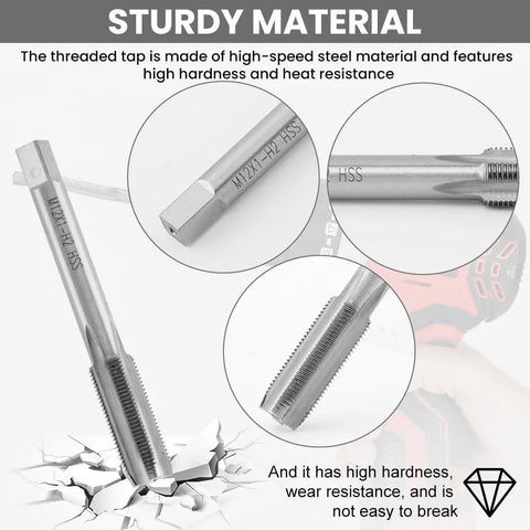 High-speed steel tap from Spark Plug Thread Repair Kit For Automotive Engines M10 By 1 Tap And M12 By 1 Tap Stainless Steel Rethread