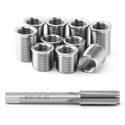 Spark Plug Thread Repair Kit For Automotive Engines M10 By 1 Tap And M12 By 1 Tap Stainless Steel Rethread Kit