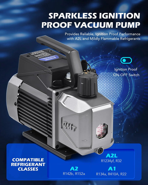 Sparkless Pro auto HVAC vacuum pump, ignition proof, 3.5 CFM