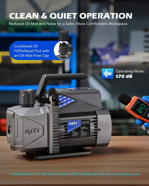 Sparkless Pro auto HVAC vacuum pump with quiet operation