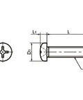 Diagram of SPC-M1.7-4-P NBK Plastic Cross Recessed Pan Head Machine Screws - Made in Japan with dimensions for automation.