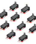 SPDT Lead Limit Switch With Long Roller Lever, Heavy Duty 15A 125/250VAC, 0.6A 125VDC, 0.3A 25VDC, V-156-1C25, shown in a pack of 10