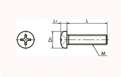 SPE-M3-15-P NBK Plastic Screws - Cross Recessed Pan Head Machine Screws - PEEK 20-Pack Screws - Japan Made dimensions diagram.