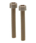 SPE-M5-80-C-FT NBK Plastic full thread screw made in Japan, two beige screws with socket heads and full threads.