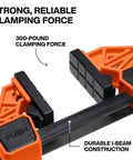 Close-up of Speed Klamp 6 Inch Bar Clamp from Klein Tools with 300 pound clamping force, showing I-beam construction.