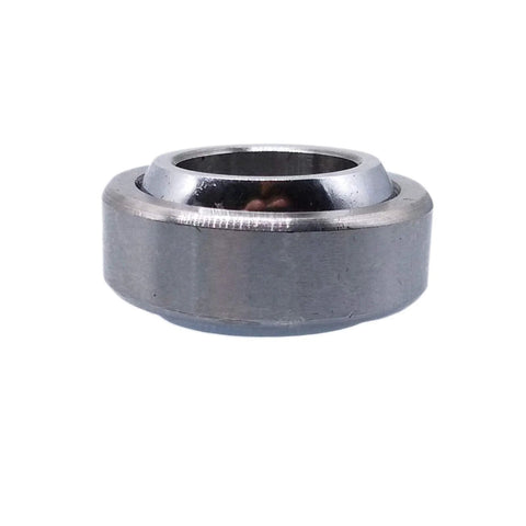 Side view of a Compact 12x22x10 mm spherical plain radial bearing GE12C, self-aligning for radial support in small gearboxes and automation modules.