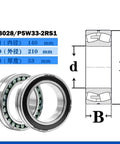 Spherical Roller Bearing 23028CAK W33 with Brass Cage delivers dependable heavy duty performance for machinery, 140x210x53 mm diagram