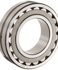 Front view of SKF 22310 EK C3 Explorer Spherical Roller Bearing with tapered bore and steel cage, 50mm bore, 110mm OD, high load capacity.
