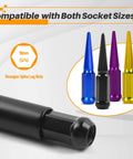 Spiked Lug Nut Socket Key 19mm Hex Replacement Tool For M14x1.5 M14x2.0 9/16-18 1/2-20 M12x1.5 And M12x1.25 in black chrome