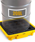 Spill Containment Pallet With Drain Outlet For 200L Drum, Heavy Duty Tray Platform, 26.4x26.4x6 In, 800 Kg Load, 43 L Spill Capacity