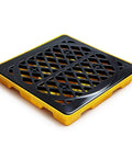 Spill Containment Pallet For One Drum 5 Gallon, anti slip plastic tray with 24 inch square footprint, leakproof polyethylene, heavy duty