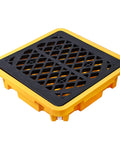 Heavy Duty Spill Containment Pallet With Drain For Industrial And Outdoor Use 26.4 By 26.4 By 6 Inches Anti Slip Leakproof Detachable Plastic Tray 43L Capacity Holds 200L Buckets Cjgyz