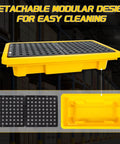 Two Drum Spill Containment Pallet With Drain For Heavy Duty Drum Storage In Garage Basement And Warehouse, Leakproof Platform