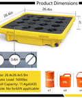 Spill Containment Tray With Drain For Industrial Drums Anti Leak Plastic Pallet 26.4 Inch Square Drum Spill Proof Platform