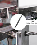 5/8 Inch Spiral Flute Reamer With 1/2 Inch Shank M2 HSS Bridge Reamer for steel and alloys, showing various installation views